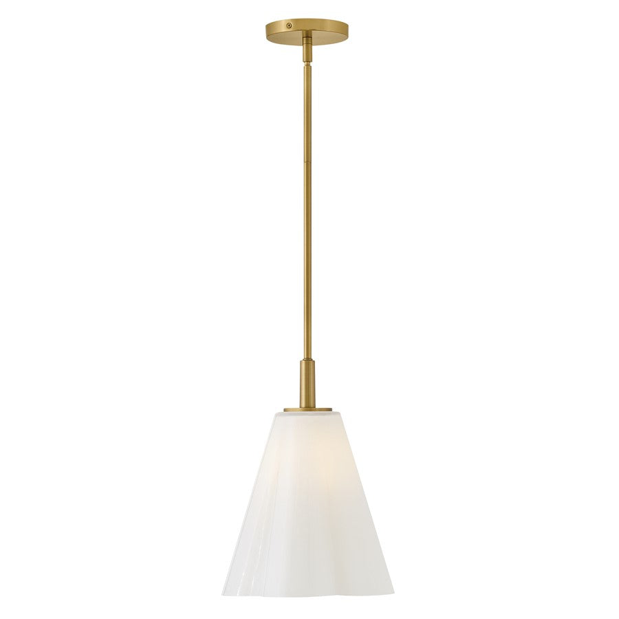 Lark Honey 1 Light Small Pendant, Lacquered Brass/Cased Opal