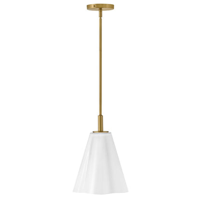 Lark Honey 1 Light Small Pendant, Lacquered Brass/Cased Opal