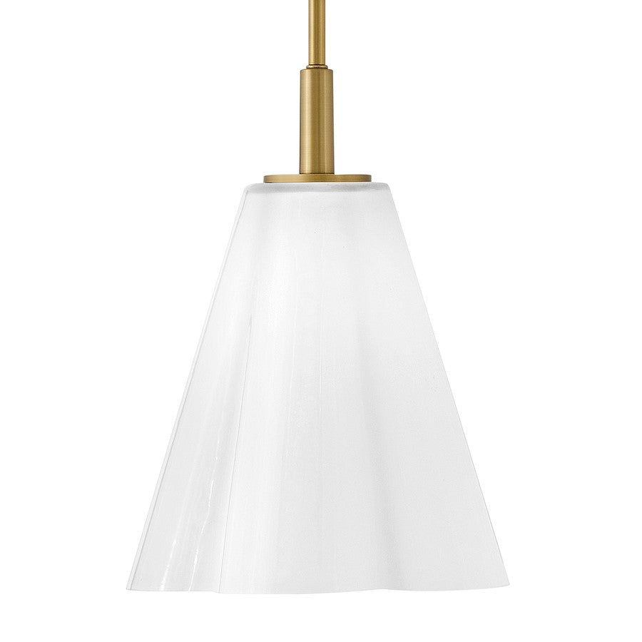 Lark Honey 1 Light Small Pendant, Lacquered Brass/Cased Opal