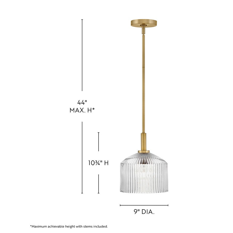 Lark Lisette 1 Light Small Pendant, Lacquered Brass/Clear