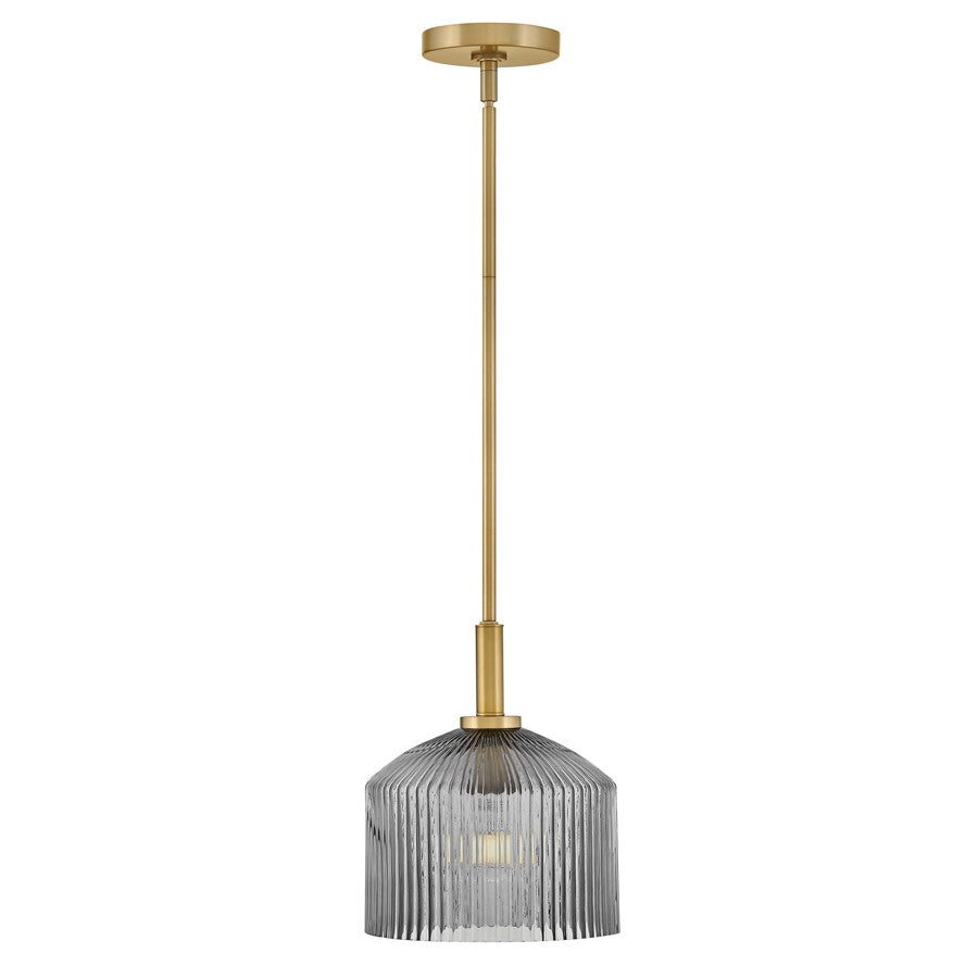 Lark Lisette 1 Light Small Pendant, Lacquered Brass/Smoke