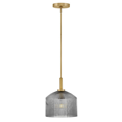 Lark Lisette 1 Light Small Pendant, Lacquered Brass/Smoke