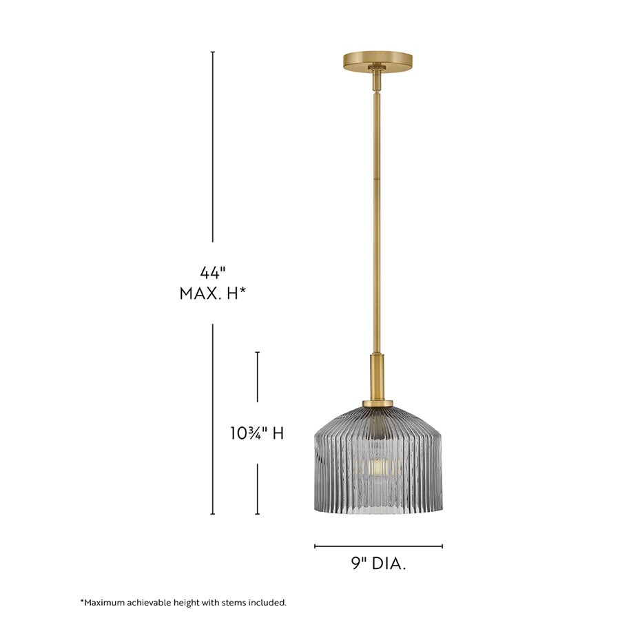 Lark Lisette 1 Light Small Pendant, Lacquered Brass/Smoke