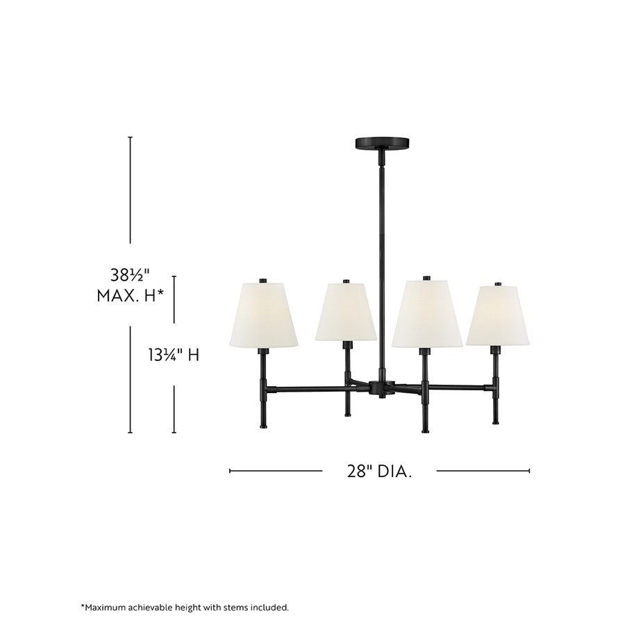 Lark Beale 4 Light 28" Single Tier Chandelier, Black