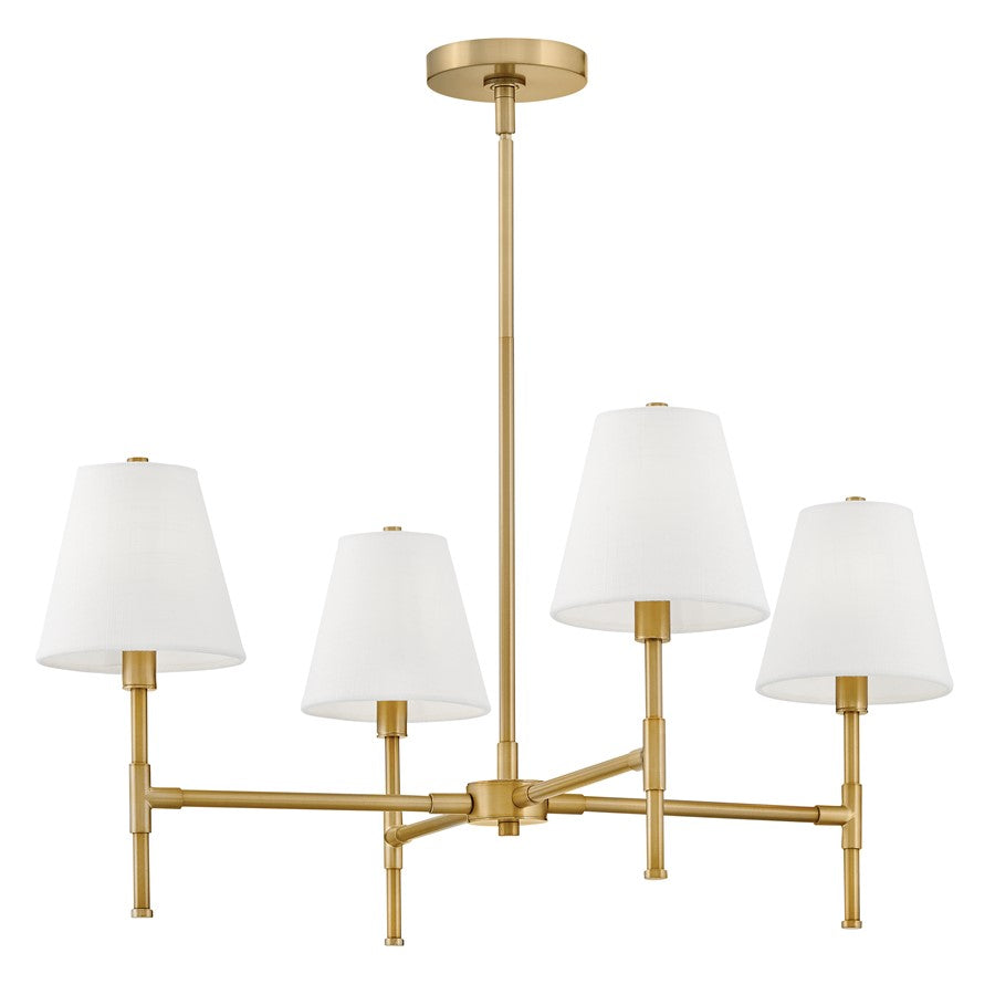 Lark Beale 4 Light 28" Single Tier Chandelier, Lacquered Brass