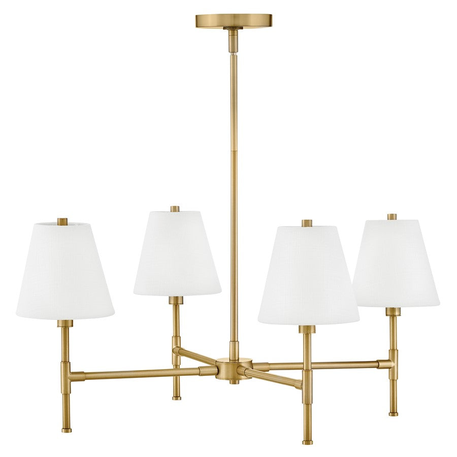 Lark Beale 4 Light 28" Single Tier Chandelier, Lacquered Brass