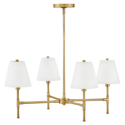 Lark Beale 4 Light 28" Single Tier Chandelier, Lacquered Brass