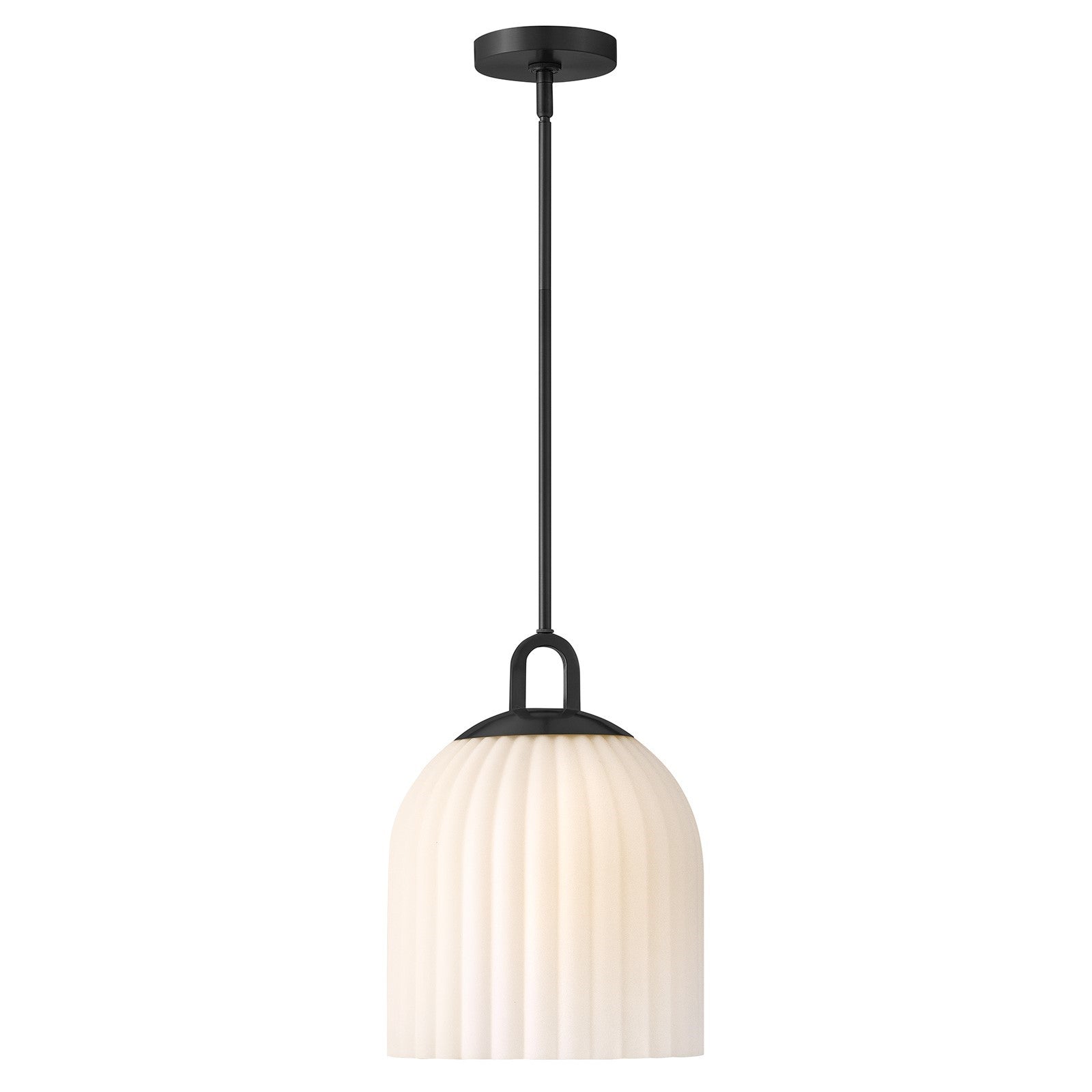 Hinkley Paige 11in 1-Light Pendant | Lark Transitional Black Steel and Etched Opal Glass | Kitchen Island & Dining Room | 11 x 11 x 14 in | Model 83897BK