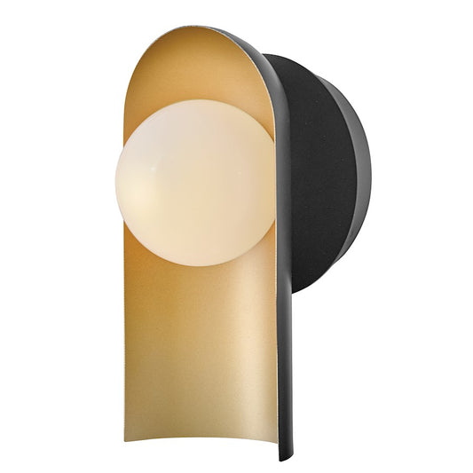Lark Zuri 1 Light 5" Sconce, Black/Cased Opal - 84230BK-LCB