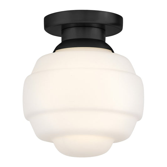 Lark Penny 1 Light Extra Small Flush Mount, Black/Etched Opal - 84321BK