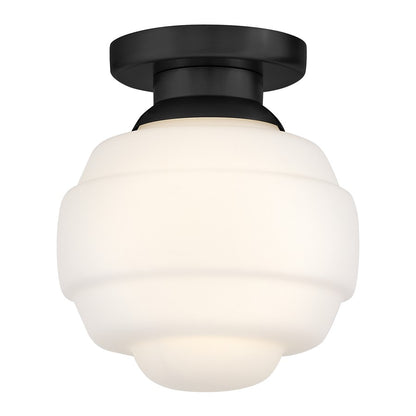 Lark Penny 1 Light Extra Small Flush Mount, Black/Etched Opal