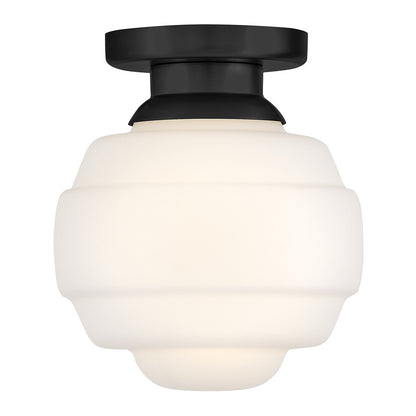 Lark Penny 1 Light Extra Small Flush Mount, Black/Etched Opal
