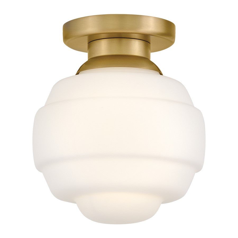 Lark Penny 1 Lt Extra Small Flush Mount, Lacquered Brass/Etched Opal