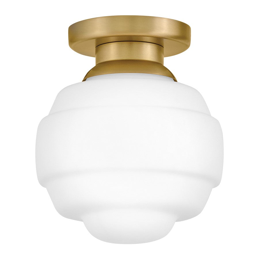 Lark Penny 1 Lt Extra Small Flush Mount, Lacquered Brass/Etched Opal