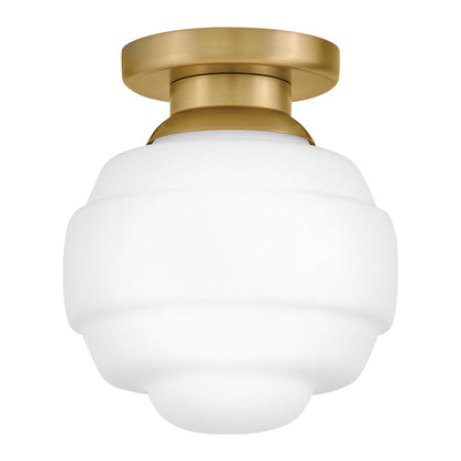 Lark Penny 1 Lt Extra Small Flush Mount, Lacquered Brass/Etched Opal