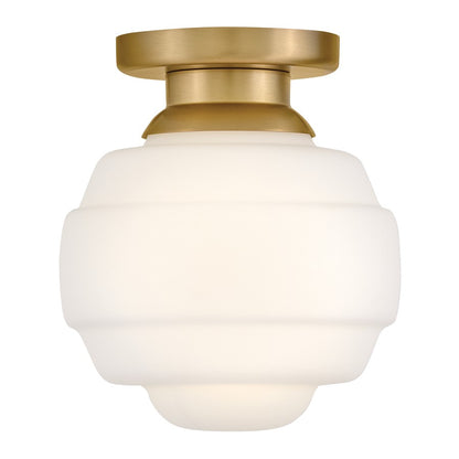 Lark Penny 1 Lt Extra Small Flush Mount, Lacquered Brass/Etched Opal