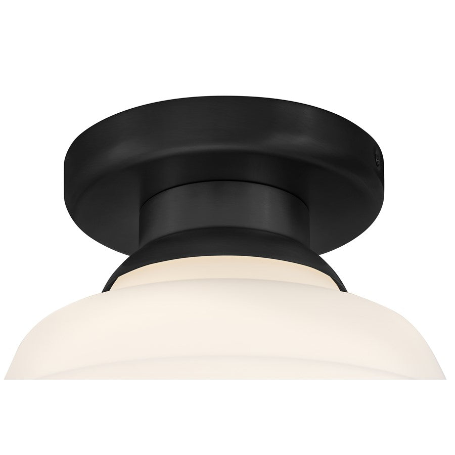 Lark Penny 1 Light Small Flush Mount, Black/Etched Opal