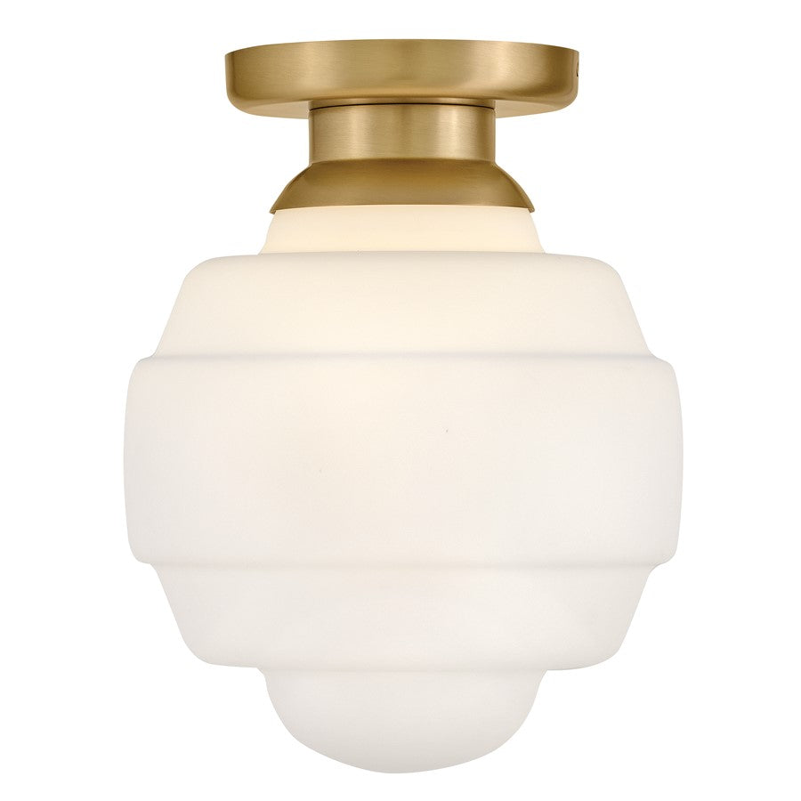 Lark Penny 1 Light Small Flush Mount, Lacquered Brass/Etched Opal