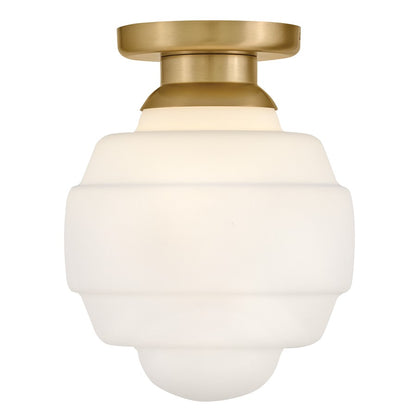 Lark Penny 1 Light Small Flush Mount, Lacquered Brass/Etched Opal