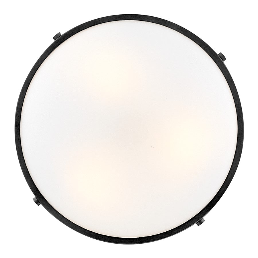Lark Gus 3 Light Medium Semi-Flush Mount, Black/Etched Opal