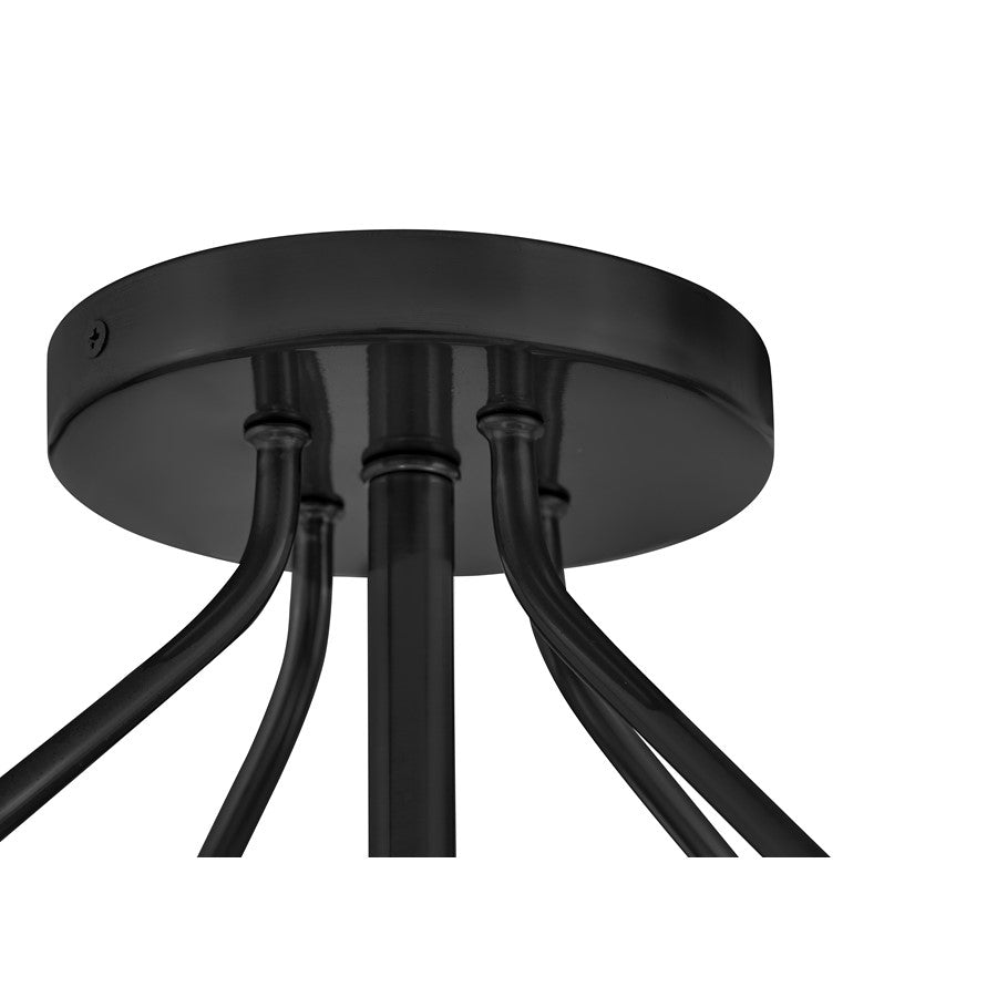 Lark Gus 3 Light Medium Semi-Flush Mount, Black/Etched Opal