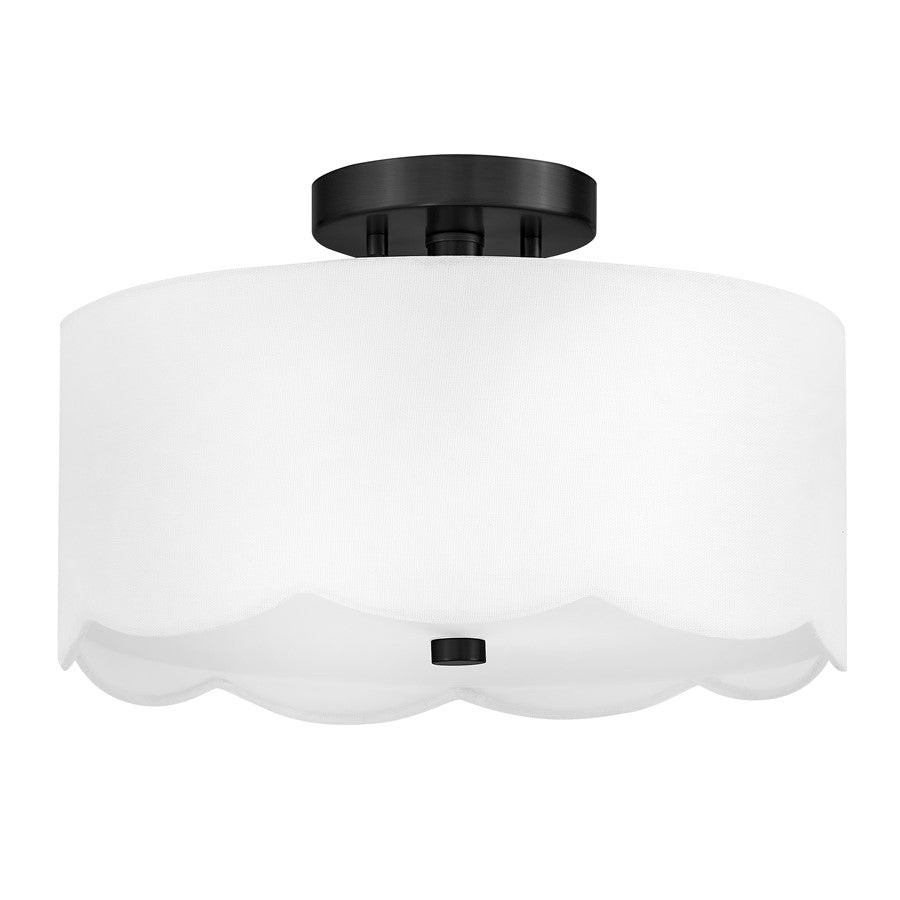 Lark Bliss 2 Light 14" Semi-Flush Mount, Black/Inside Etched