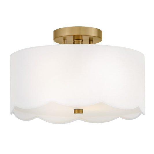 Lark Bliss 2 L 14" Semi-Flush Mount, Lacquered Brass/Inside Etched - 84381LCB