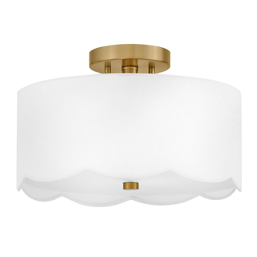 Lark Bliss 2 L 14" Semi-Flush Mount, Lacquered Brass/Inside Etched