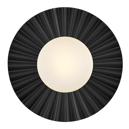 Lark Stevie 1 Light Small Flush Mount, Black/Etched Opal