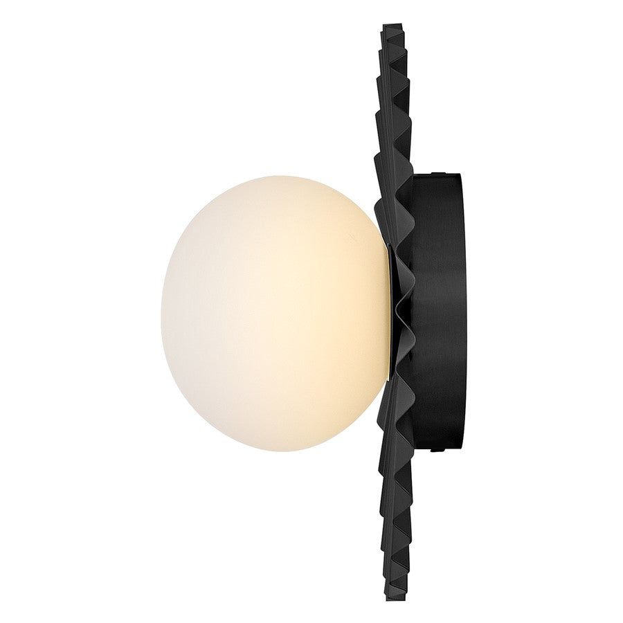 Lark Stevie 1 Light Small Flush Mount, Black/Etched Opal