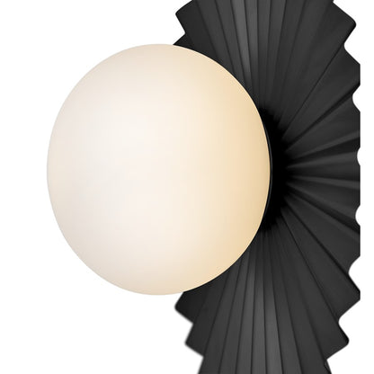 Lark Stevie 1 Light Small Flush Mount, Black/Etched Opal