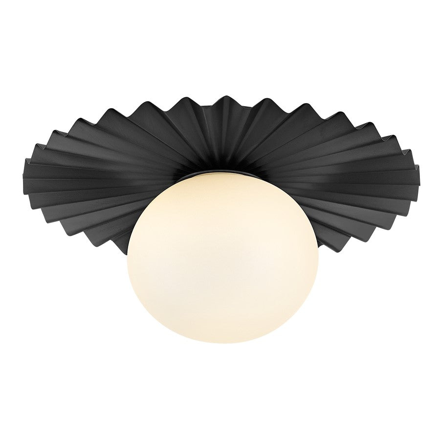 Lark Stevie 1 Light Small Flush Mount, Black/Etched Opal
