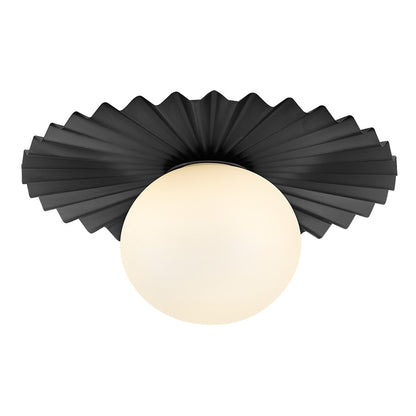 Lark Stevie 1 Light Small Flush Mount, Black/Etched Opal
