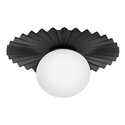 Lark Stevie 1 Light Small Flush Mount, Black/Etched Opal