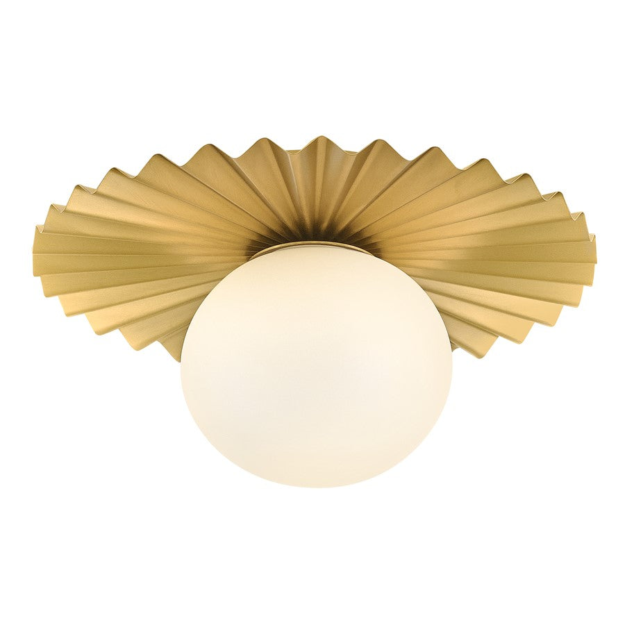 Lark Stevie 1 Light Small Flush Mount, Lacquered Brass/Etched Opal