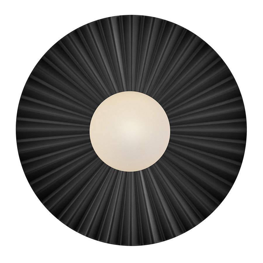 Lark Stevie 1 Light Medium Flush Mount, Black/Etched Opal