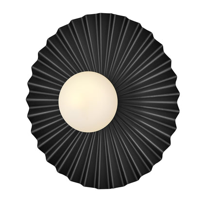 Lark Stevie 1 Light Medium Flush Mount, Black/Etched Opal