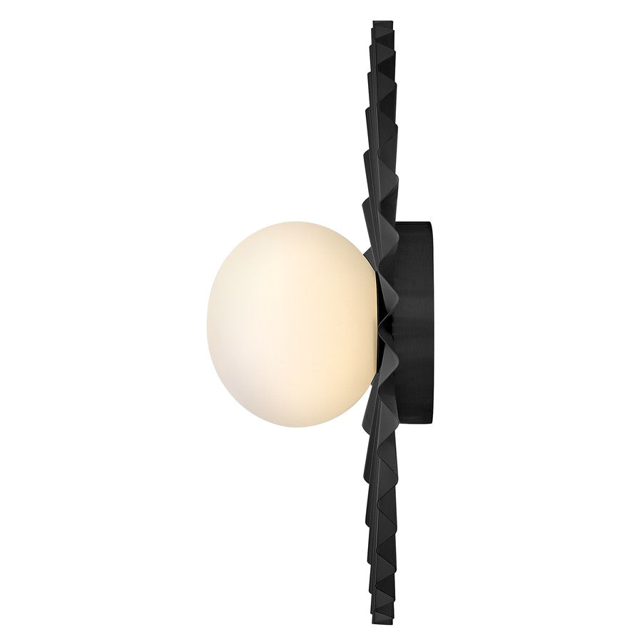 Lark Stevie 1 Light Medium Flush Mount, Black/Etched Opal