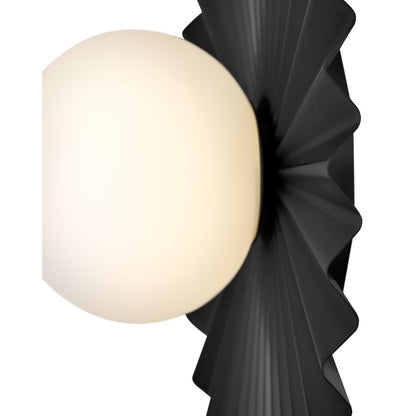 Lark Stevie 1 Light Medium Flush Mount, Black/Etched Opal