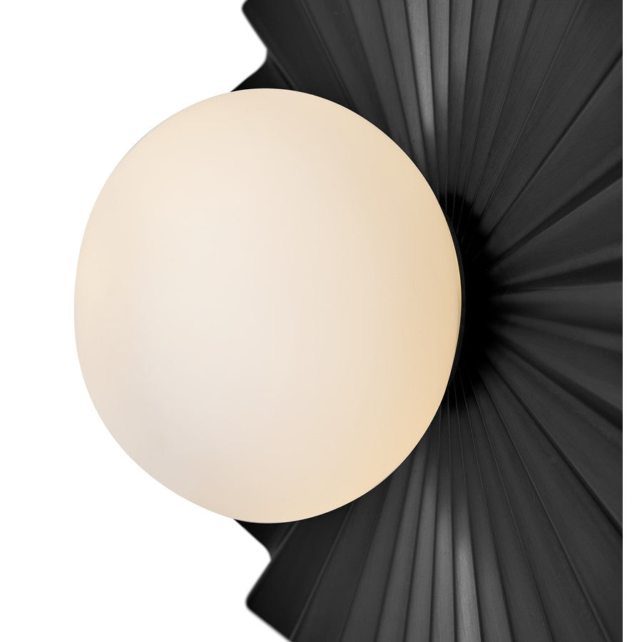 Lark Stevie 1 Light Medium Flush Mount, Black/Etched Opal