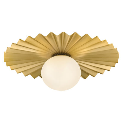 Lark Stevie 1 Light Medium Flush Mount, Lacquered Brass/Etched Opal