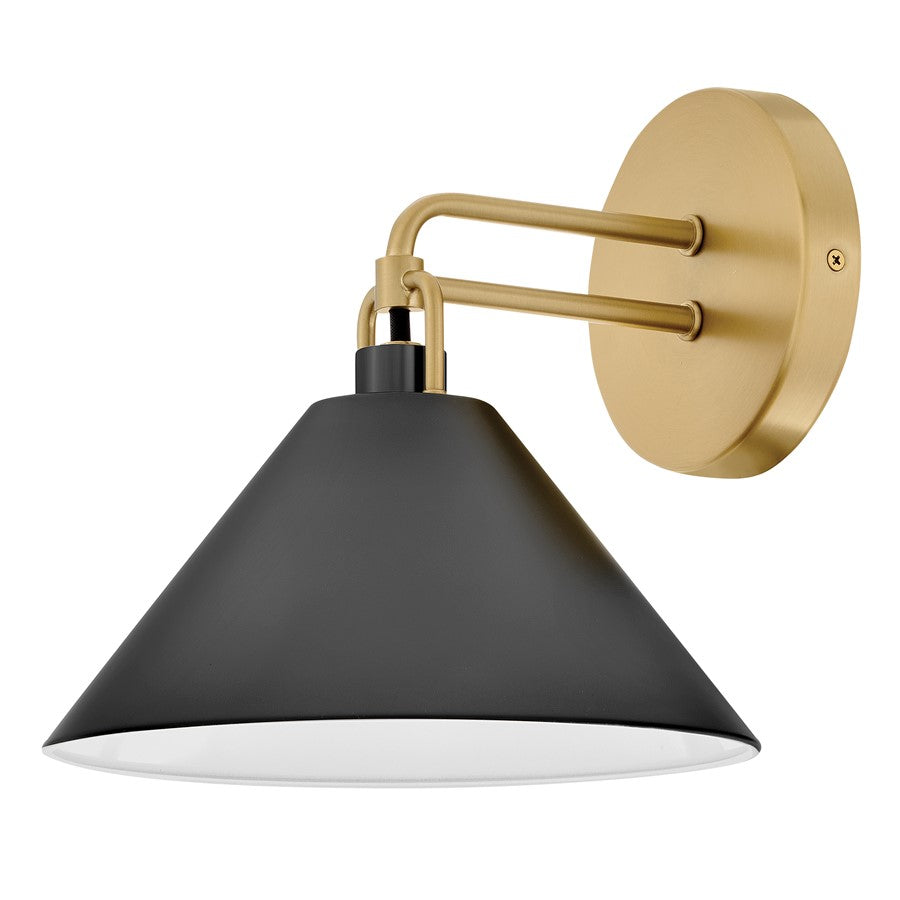 Lark Milo 1 Light Small Sconce, Lacquered Brass/Black