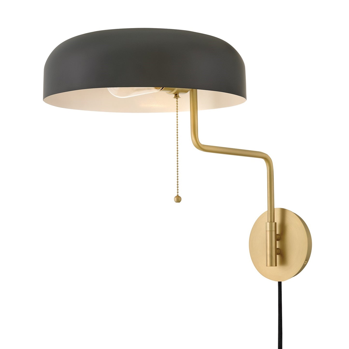 Hinkley Lark Ledger 21in 1-Light Wall Sconce | Modern Lacquered Brass Steel and Metal Shade | Living Room & Reading Nook | 21 x 12 x | Model 84480LCB-BK