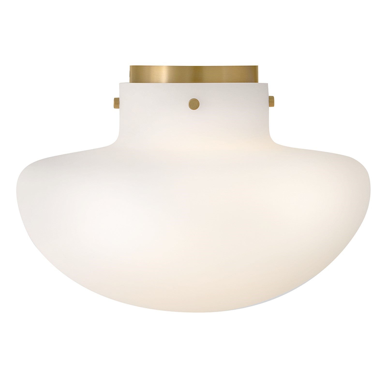 Hinkley Lark Molly 15in 3-Light Flush Mount | Transitional Lacquered Brass Steel and Etched Opal Glass | Bedroom & Hallway | 15 x 15 x 10 | Model 84491LCB