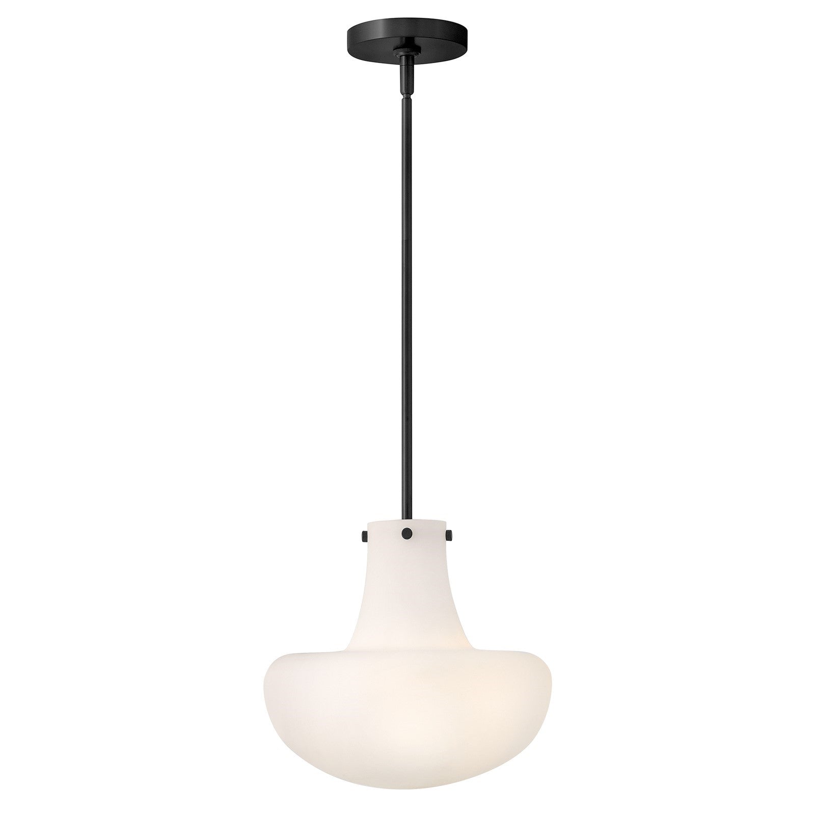 Hinkley Lark Molly 12in 1-Light Pendant | Transitional Black Steel and Etched Opal Glass | Kitchen Island & Dining Room | 12 x 12 x 11 in | Model 84497BK
