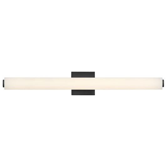 Hinkley Marti 32in 1-Light LED Wall Sconce | Modern Black Steel and Etched White Glass | Bathroom & Hallway | 3 x 5 x 32 in | Model 85243BK