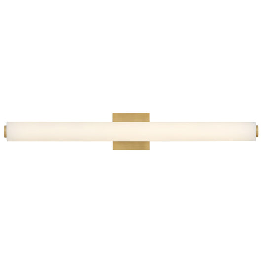 Hinkley Marti 31in 1-Light LED Bath Sconce | Modern Lacquered Brass Steel and Etched White Glass | Bathroom Vanity & Hallway | 3.5 x 4.75 | Model 85243LCB