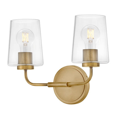 2 Light Small Bathroom Vanity Light, Heritage Brass