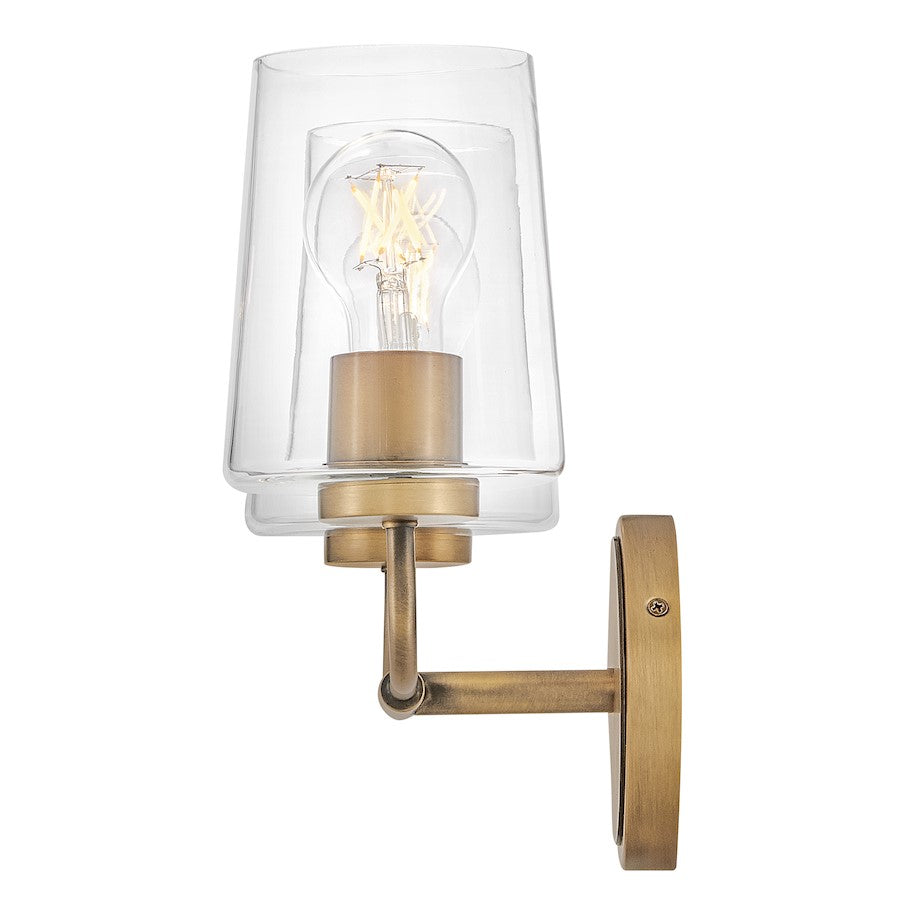 2 Light Small Bathroom Vanity Light, Heritage Brass