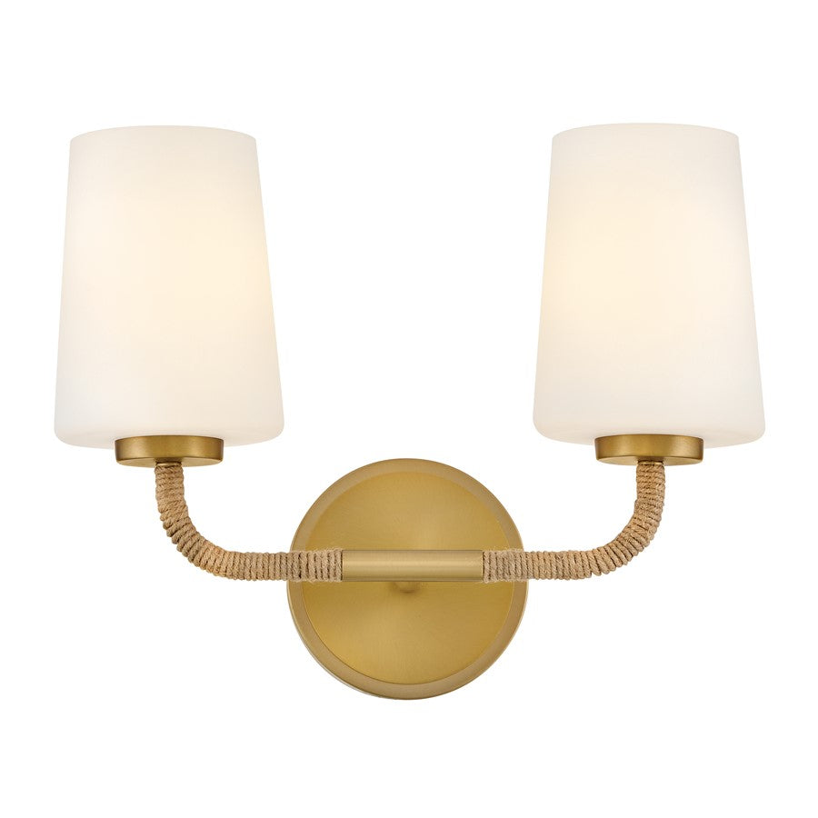 Lark Kline 2 Light Small Vanity, Lacquered Brass/Etched Opal